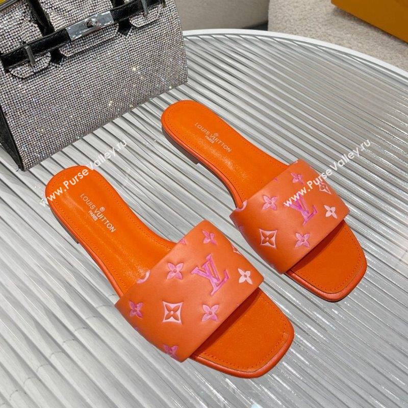 Louis Vuitton Revival Flat Slide Sandals in Monogram Leather Orange 2023 1ABPEC (MD-231012144)