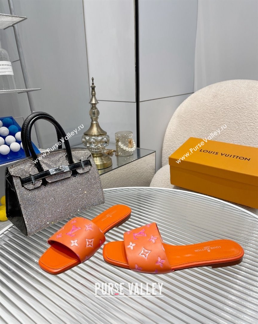 Louis Vuitton Revival Flat Slide Sandals in Monogram Leather Orange 2023 1ABPEC (MD-231012144)