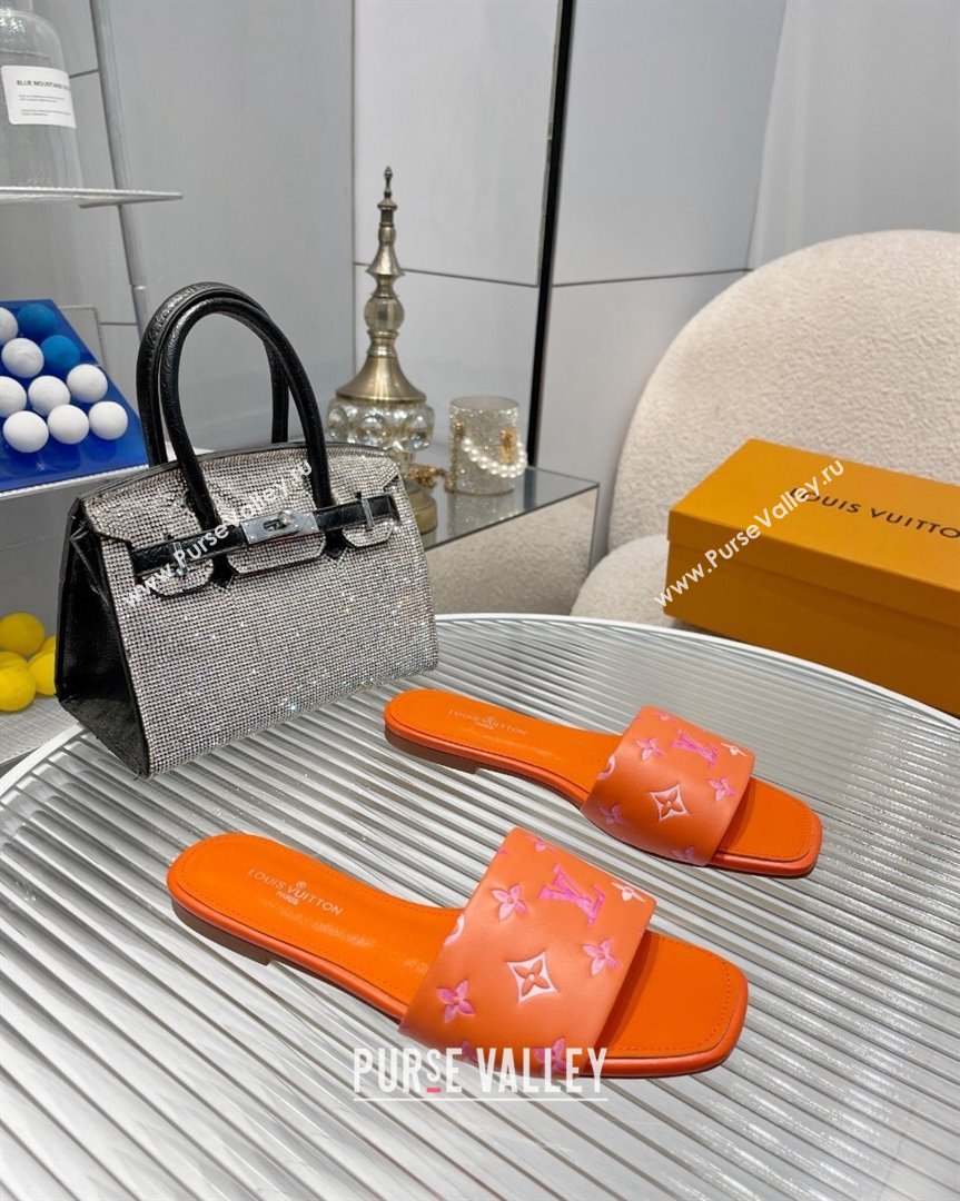 Louis Vuitton Revival Flat Slide Sandals in Monogram Leather Orange 2023 1ABPEC (MD-231012144)