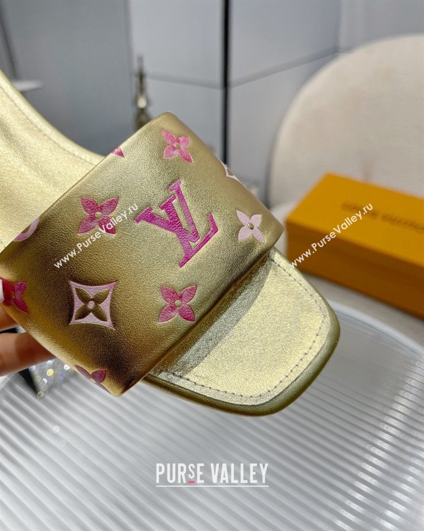 Louis Vuitton Revival Flat Slide Sandals in Monogram Leather Gold 2023 1ABPEC (MD-231012145)