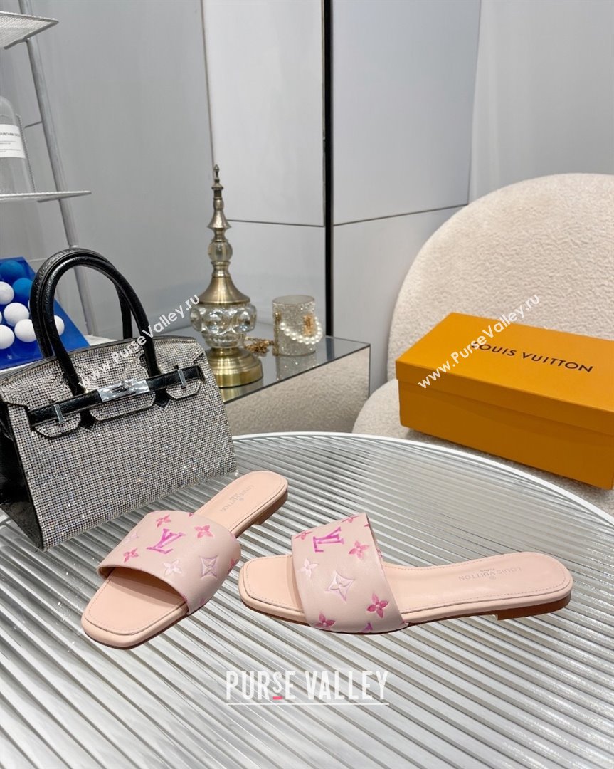 Louis Vuitton Revival Flat Slide Sandals in Monogram Leather Light Pink 2023 1ABPEC (MD-231012146)