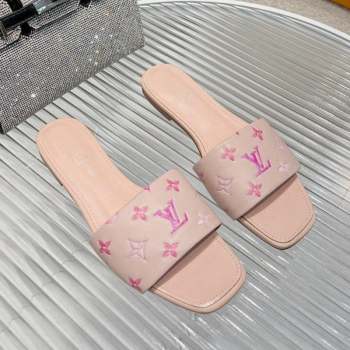 Louis Vuitton Revival Flat Slide Sandals in Monogram Leather Light Pink 2023 1ABPEC (MD-231012146)