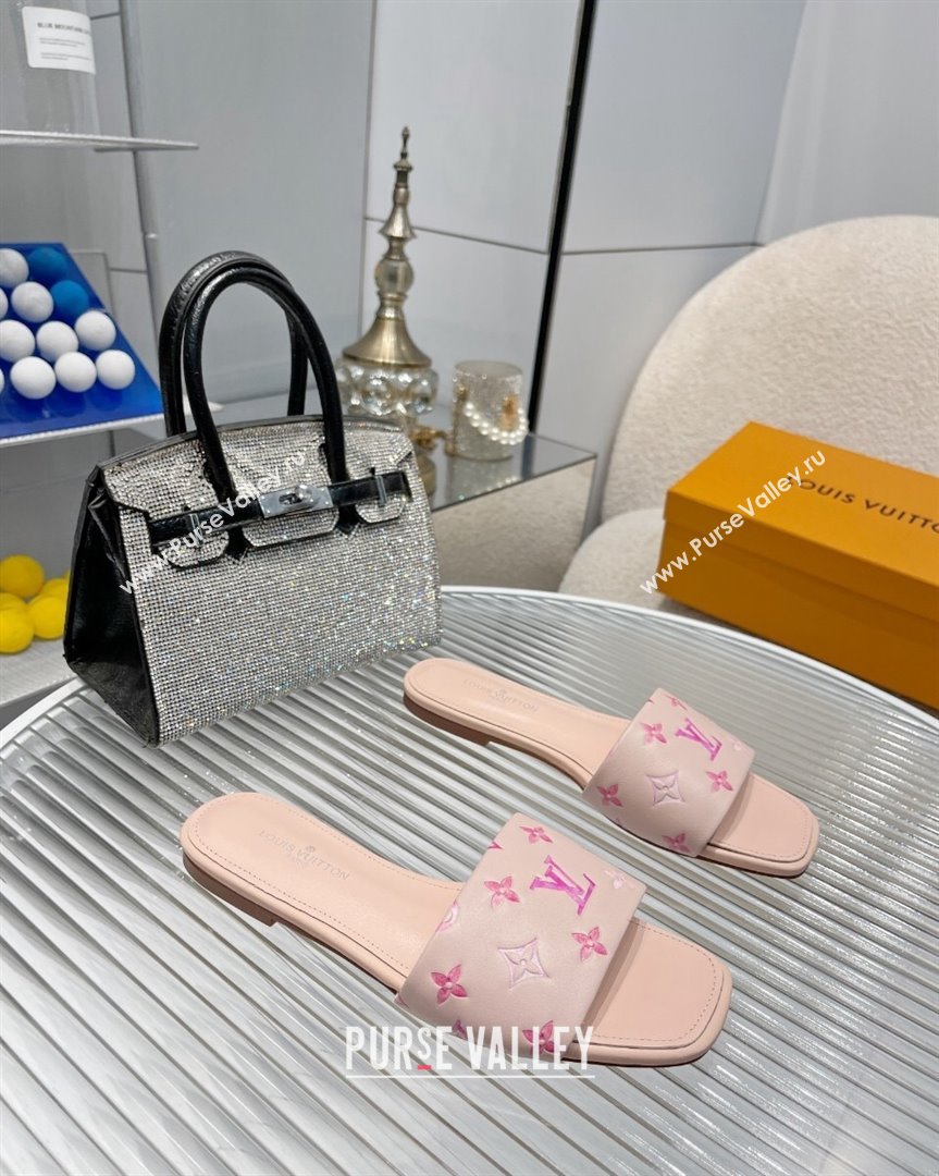 Louis Vuitton Revival Flat Slide Sandals in Monogram Leather Light Pink 2023 1ABPEC (MD-231012146)