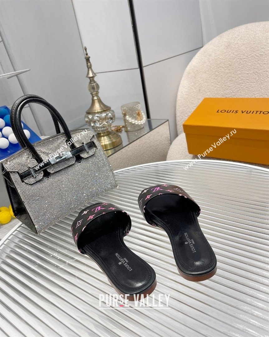 Louis Vuitton Revival Flat Slide Sandals in Monogram Leather Black 2023 1ABPEC (MD-231012147)