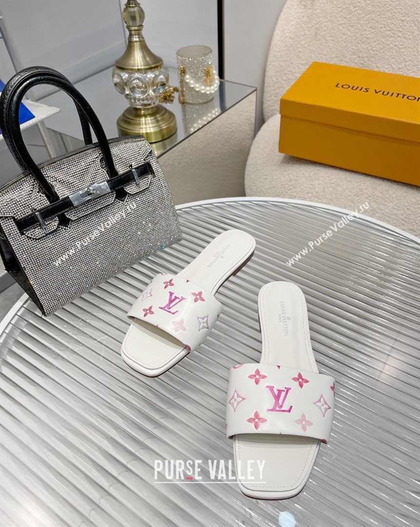 Louis Vuitton Revival Flat Slide Sandals in Monogram Leather White 2023 1ABPEC (MD-231012149)