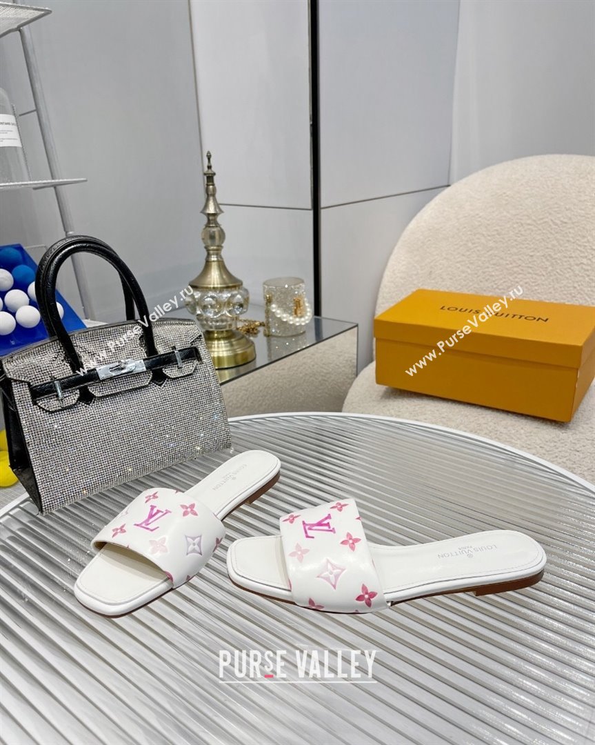 Louis Vuitton Revival Flat Slide Sandals in Monogram Leather White 2023 1ABPEC (MD-231012149)