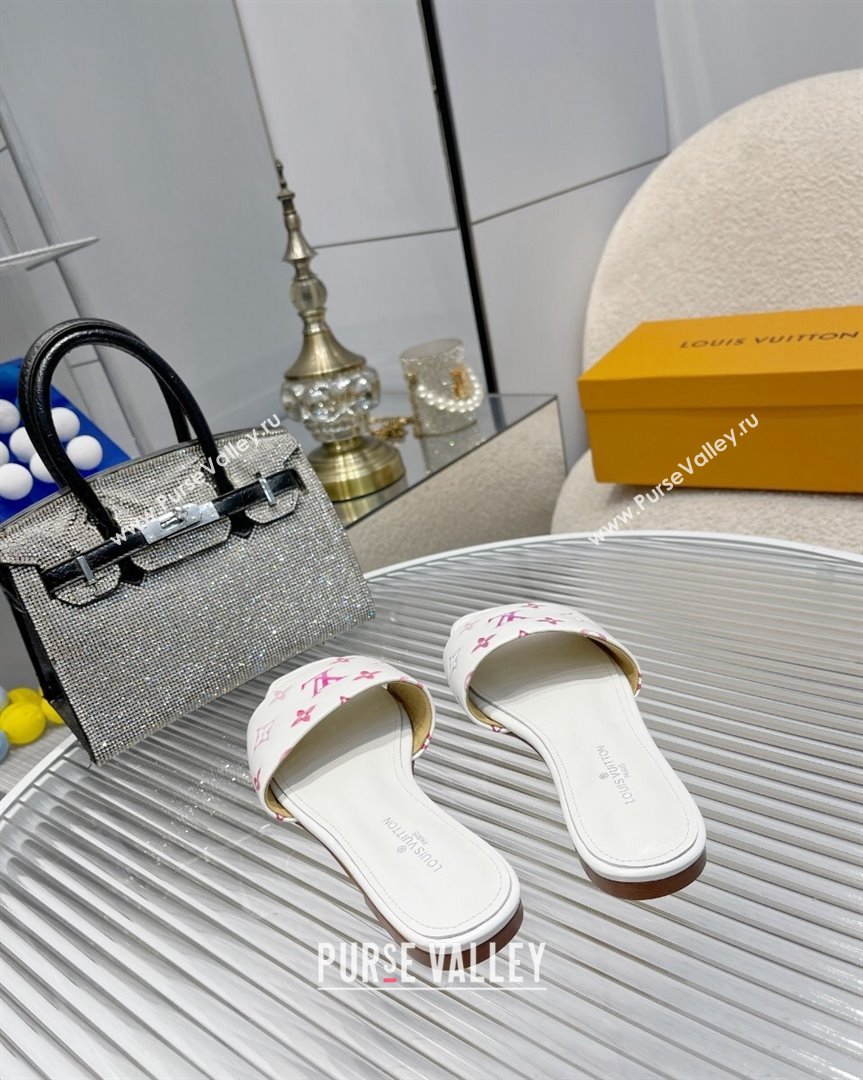 Louis Vuitton Revival Flat Slide Sandals in Monogram Leather White 2023 1ABPEC (MD-231012149)