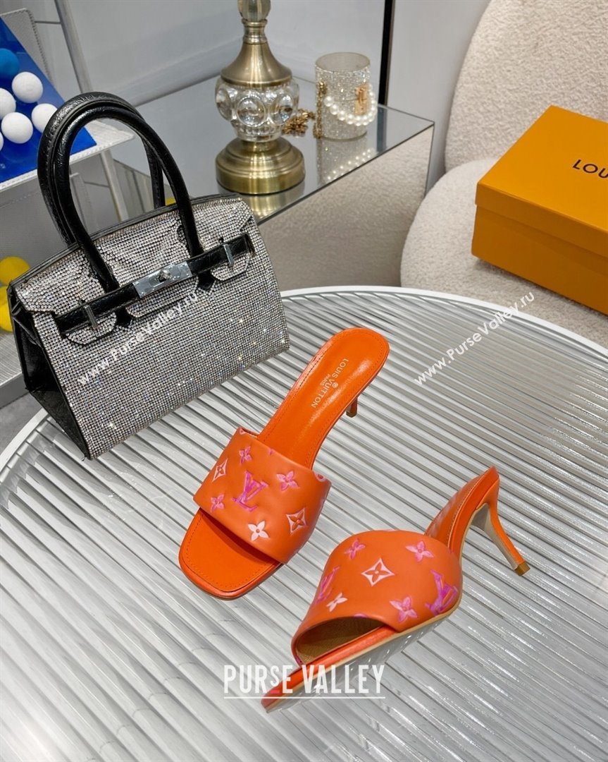 Louis Vuitton Revival Heel Slide Sandals 6.5cm in Monogram Leather Orange 2023 1ABPEC (MD-231012150)