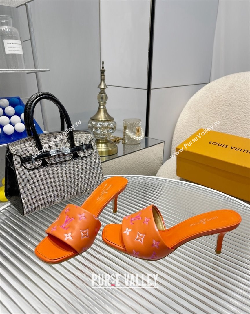 Louis Vuitton Revival Heel Slide Sandals 6.5cm in Monogram Leather Orange 2023 1ABPEC (MD-231012150)