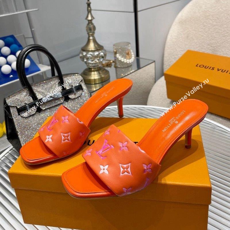 Louis Vuitton Revival Heel Slide Sandals 6.5cm in Monogram Leather Orange 2023 1ABPEC (MD-231012150)