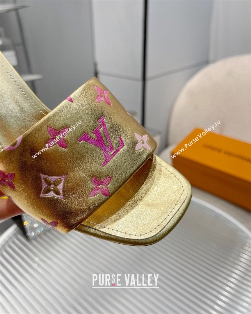 Louis Vuitton Revival Heel Slide Sandals 6.5cm in Monogram Leather Gold 2023 1ABPEC (MD-231012151)