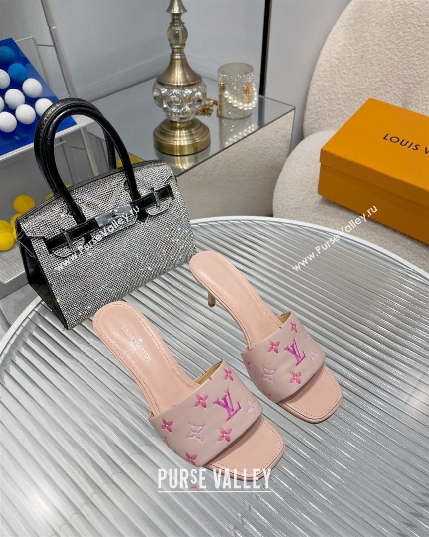 Louis Vuitton Revival Heel Slide Sandals 6.5cm in Monogram Leather Light Pink 2023 1ABPEC (MD-231012152)