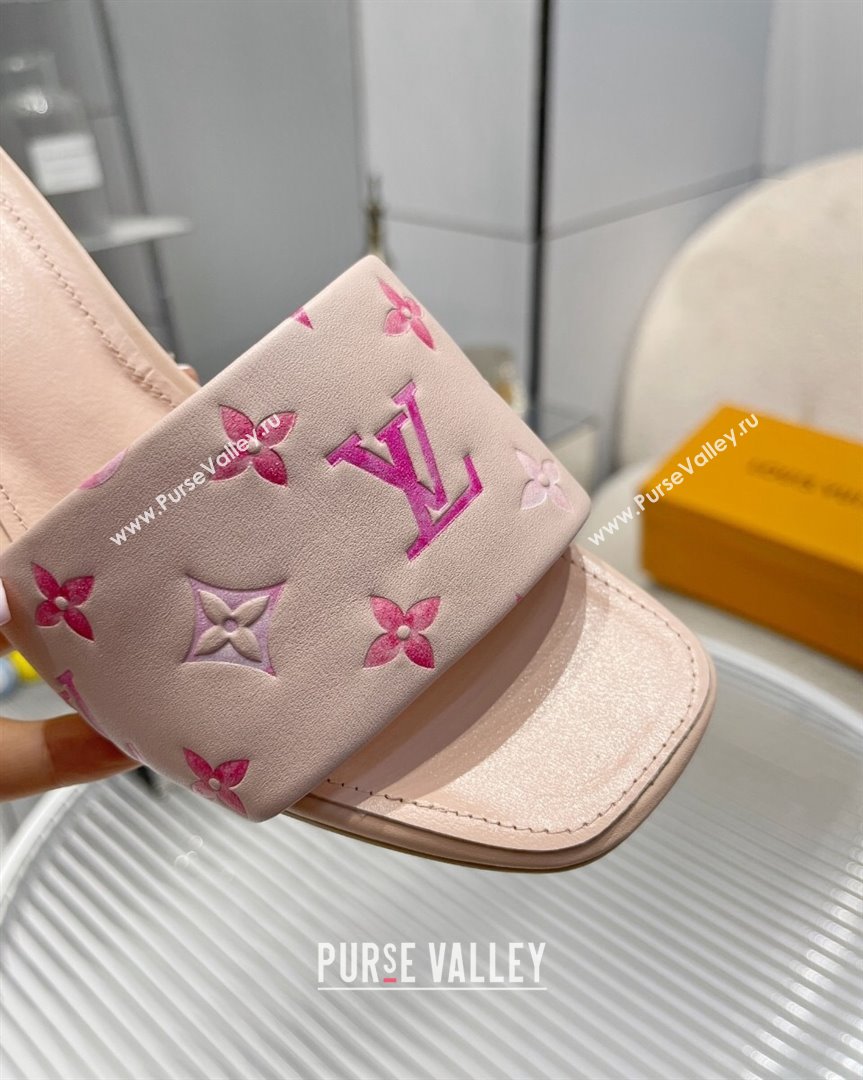 Louis Vuitton Revival Heel Slide Sandals 6.5cm in Monogram Leather Light Pink 2023 1ABPEC (MD-231012152)