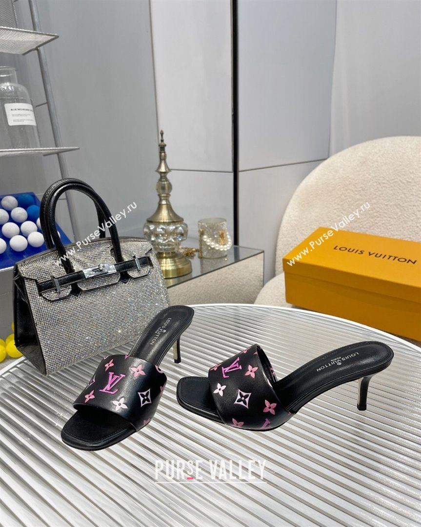 Louis Vuitton Revival Heel Slide Sandals 6.5cm in Monogram Leather Black 2023 1ABPEC (MD-231012153)