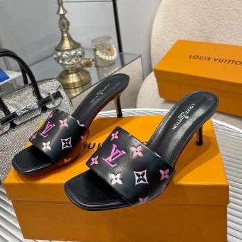 Louis Vuitton Revival Heel Slide Sandals 6.5cm in Monogram Leather Black 2023 1ABPEC (MD-231012153)