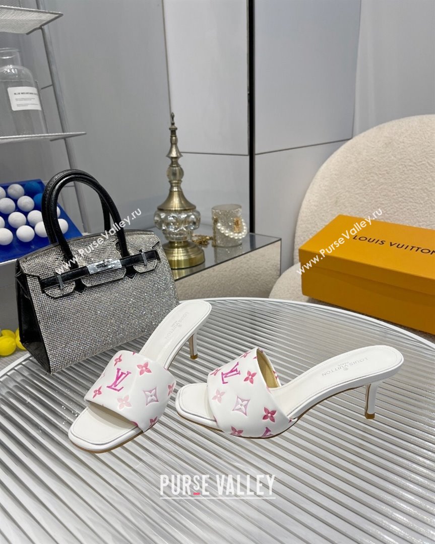 Louis Vuitton Revival Heel Slide Sandals 6.5cm in Monogram Leather White 2023 1ABPEC (MD-231012154)