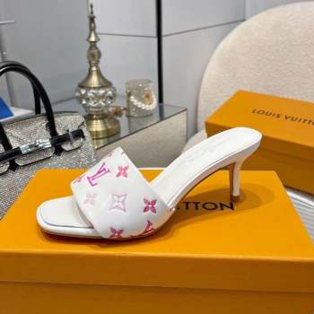 Louis Vuitton Revival Heel Slide Sandals 6.5cm in Monogram Leather White 2023 1ABPEC (MD-231012154)