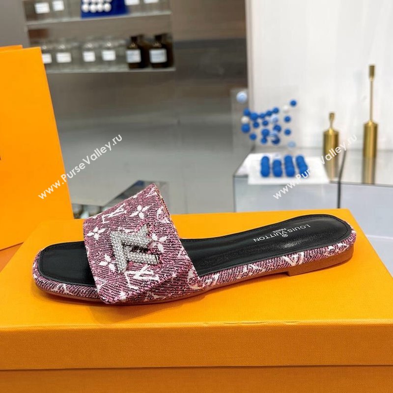 Louis Vuitton Shake Flat Slide Sandals in Monogram Textile and Crystals Purple 1 2023 (MD-231012156)