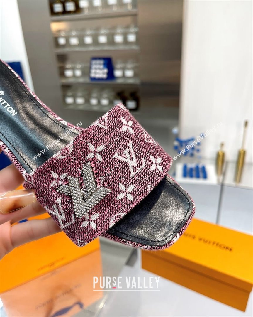 Louis Vuitton Shake Flat Slide Sandals in Monogram Textile and Crystals Purple 1 2023 (MD-231012156)