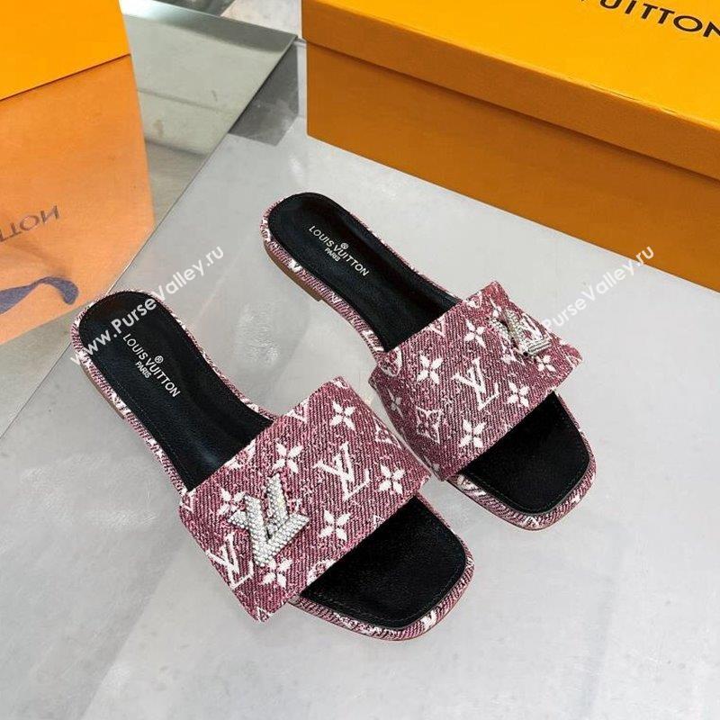 Louis Vuitton Shake Flat Slide Sandals in Monogram Textile and Crystals Purple 1 2023 (MD-231012156)