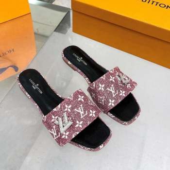 Louis Vuitton Shake Flat Slide Sandals in Monogram Textile and Crystals Purple 1 2023 (MD-231012156)