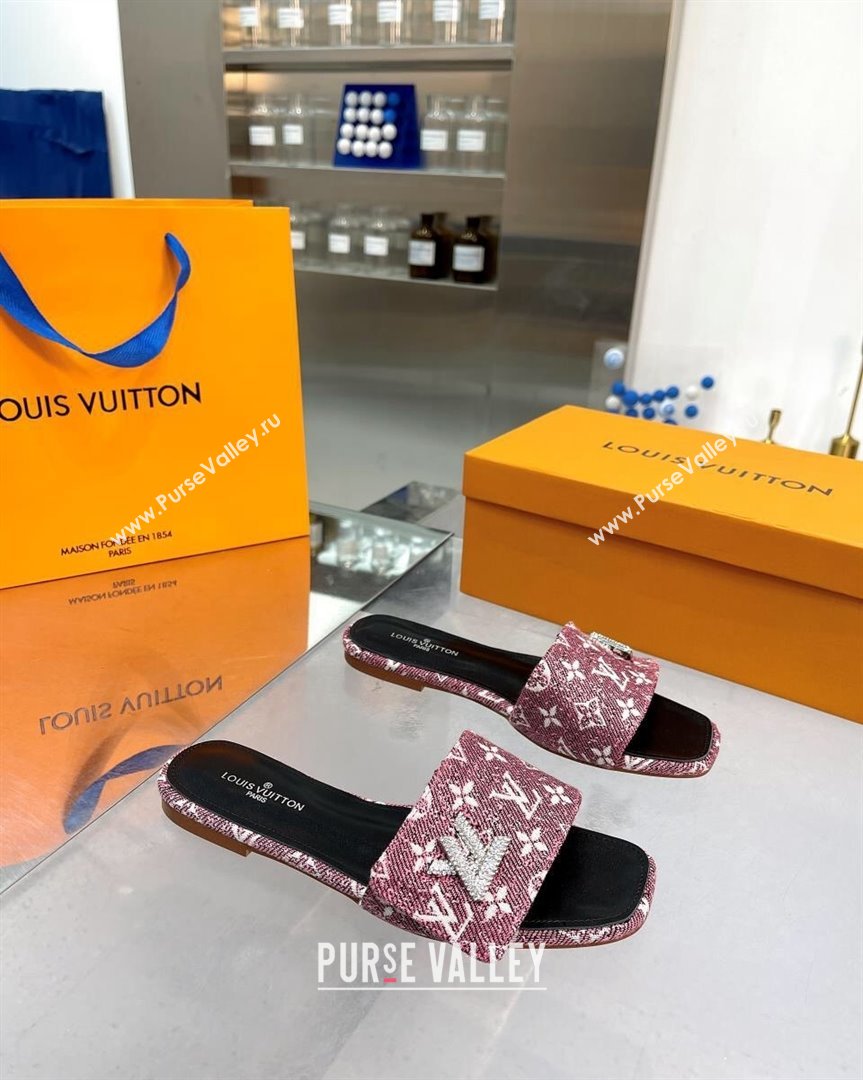 Louis Vuitton Shake Flat Slide Sandals in Monogram Textile and Crystals Purple 1 2023 (MD-231012156)