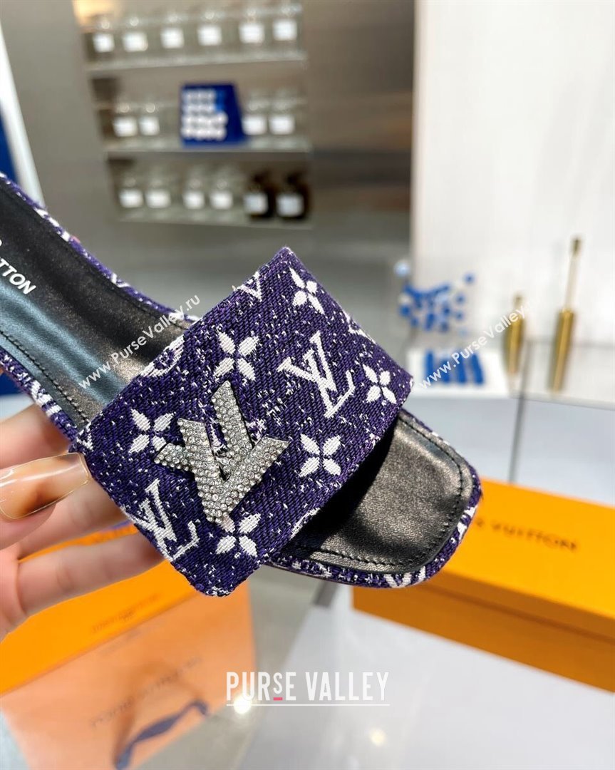 Louis Vuitton Shake Flat Slide Sandals in Monogram Textile and Crystals Purple 2 2023 (MD-231012157)