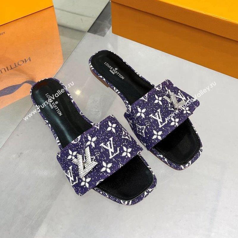 Louis Vuitton Shake Flat Slide Sandals in Monogram Textile and Crystals Purple 2 2023 (MD-231012157)