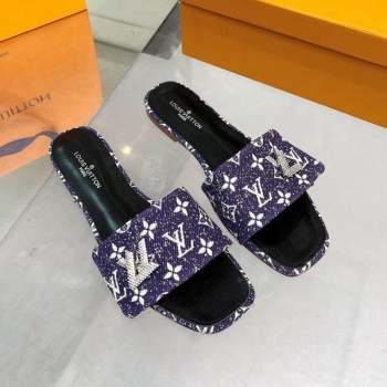 Louis Vuitton Shake Flat Slide Sandals in Monogram Textile and Crystals Purple 2 2023 (MD-231012157)