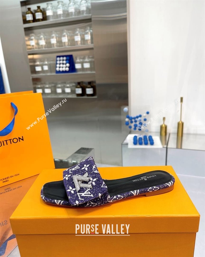 Louis Vuitton Shake Flat Slide Sandals in Monogram Textile and Crystals Purple 2 2023 (MD-231012157)