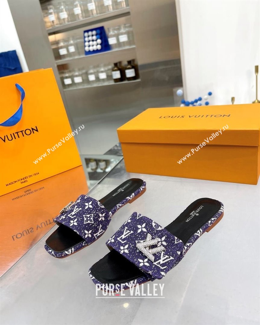 Louis Vuitton Shake Flat Slide Sandals in Monogram Textile and Crystals Purple 2 2023 (MD-231012157)