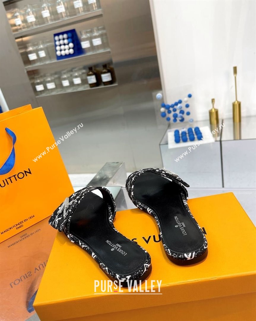 Louis Vuitton Shake Flat Slide Sandals in Monogram Textile and Crystals Black 2023 (MD-231012160)