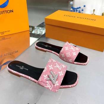 Louis Vuitton Shake Flat Slide Sandals in Monogram Textile and Crystals Light Pink 2023 (MD-231012161)