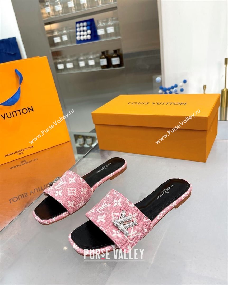 Louis Vuitton Shake Flat Slide Sandals in Monogram Textile and Crystals Light Pink 2023 (MD-231012161)