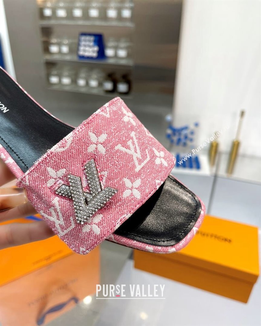 Louis Vuitton Shake Flat Slide Sandals in Monogram Textile and Crystals Light Pink 2023 (MD-231012161)