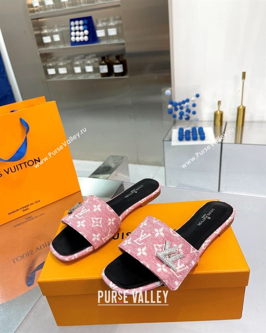 Louis Vuitton Shake Flat Slide Sandals in Monogram Textile and Crystals Light Pink 2023 (MD-231012161)