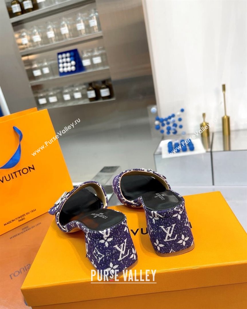 Louis Vuitton Shake Heel Slide Sandals 5cm in Monogram Textile and Crystals Purple 2 2023 (MD-231012163)