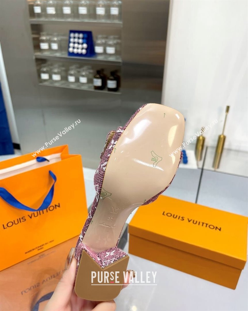 Louis Vuitton Shake Heel Slide Sandals 5cm in Monogram Textile and Crystals Purple 1 2023 (MD-231012165)