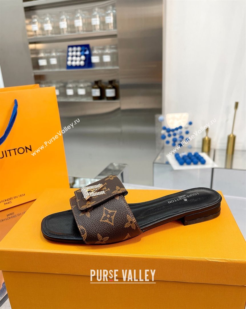 Louis Vuitton Monogram Canvas Flat Slide Sandals with Foldover Crystals LV 2 2023 (MD-231013005)