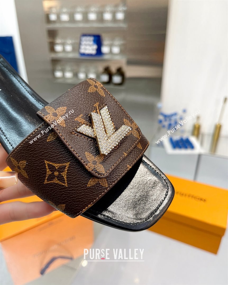 Louis Vuitton Monogram Canvas Flat Slide Sandals with Foldover Crystals LV 2 2023 (MD-231013005)