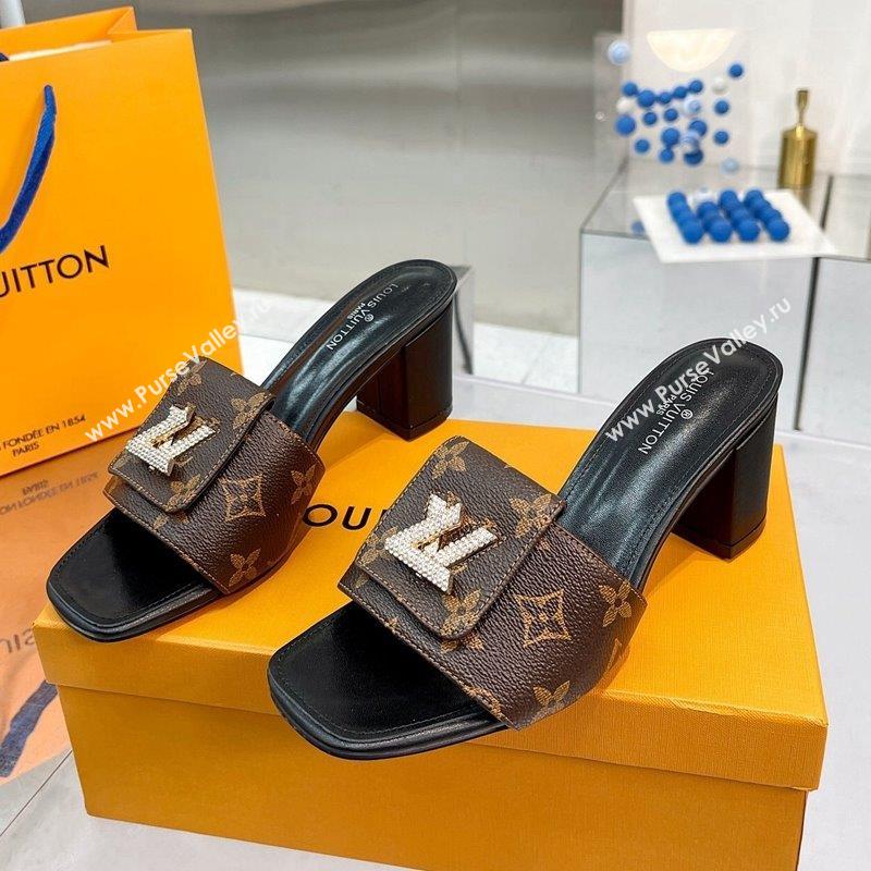 Louis Vuitton Monogram Canvas Heel Slide Sandals with Foldover Crystals LV 2 2023 (MD-231013014)