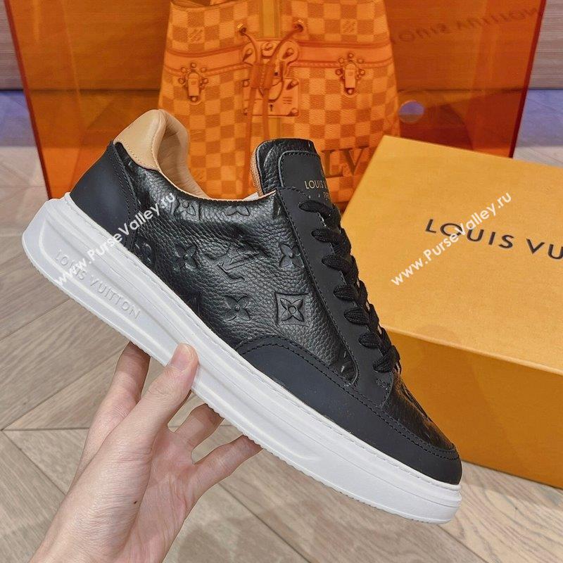 Louis Vuitton Mens Beverly Hills Sneakers in Monogram Grained Leather Black 2023 (MD-231025131)