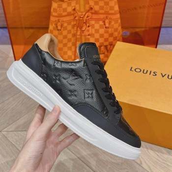 Louis Vuitton Mens Beverly Hills Sneakers in Monogram Grained Leather Black 2023 (MD-231025131)