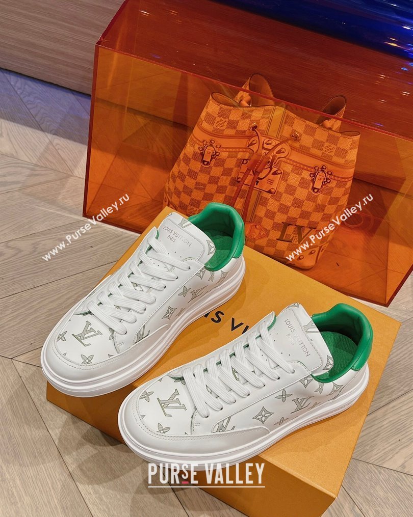 Louis Vuitton Mens Beverly Hills Sneakers in Monogram Printed Leather Green 2023 (MD-231025133)