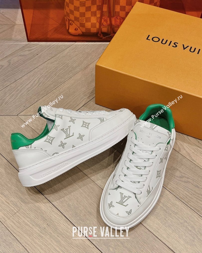 Louis Vuitton Mens Beverly Hills Sneakers in Monogram Printed Leather Green 2023 (MD-231025133)