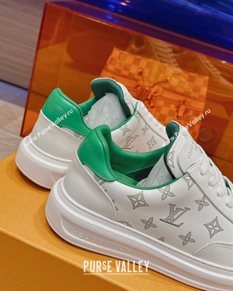 Louis Vuitton Mens Beverly Hills Sneakers in Monogram Printed Leather Green 2023 (MD-231025133)