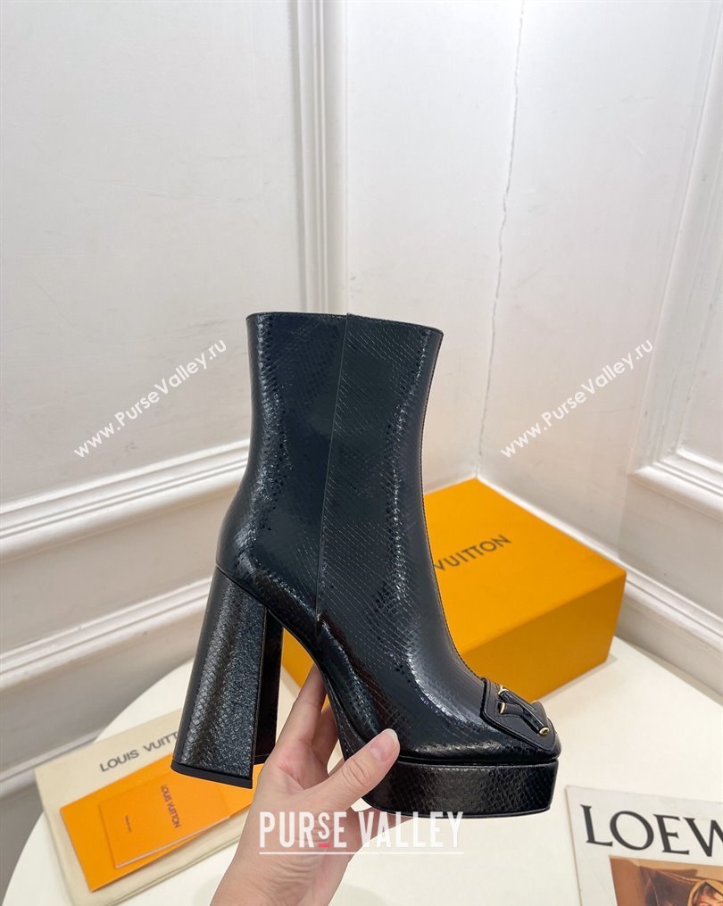 Louis Vuitton Shake Platform Ankle Boots 12cm in Snakeskin-Like Leather Black 2023 1ABUK6 (MD-231026009)