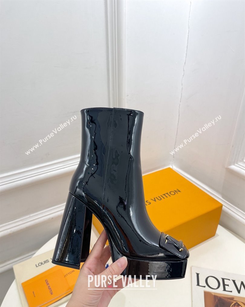 Louis Vuitton Shake Platform Ankle Boots 12cm in Patent Leather Black 2023 1ABUK6 (MD-231026011)