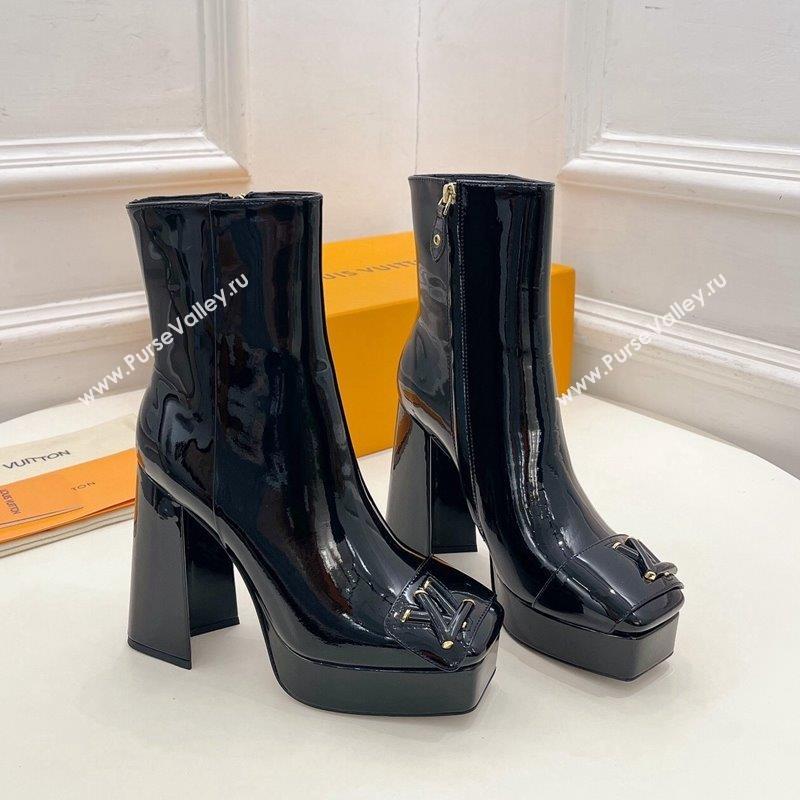 Louis Vuitton Shake Platform Ankle Boots 12cm in Patent Leather Black 2023 1ABUK6 (MD-231026011)