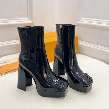 Louis Vuitton Shake Platform Ankle Boots 12cm in Patent Leather Black 2023 1ABUK6 (MD-231026011)